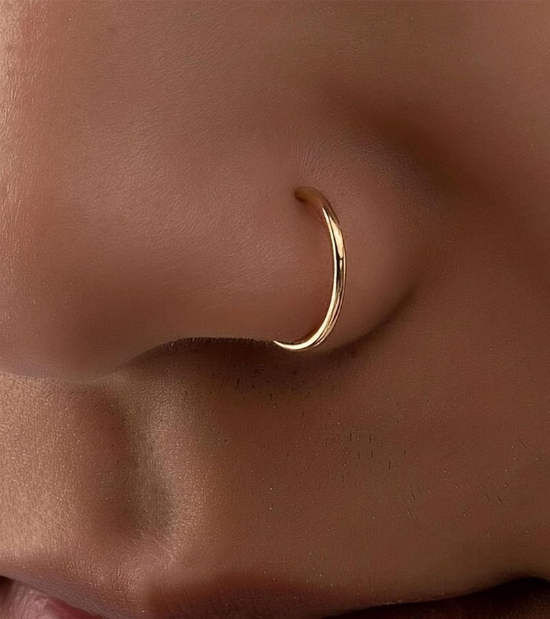 MODRSA Fake Nose Ring Hoop D Shape Fake Septum Piercing Non Pierced Septum Ring Clip on Lip Rings Faux Earring Stud for Men Faux Lip Piercings Jewelry for Women Halloween Jewelry - Image 3